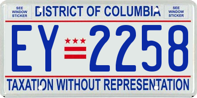 DC license plate EY2258