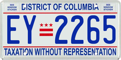 DC license plate EY2265