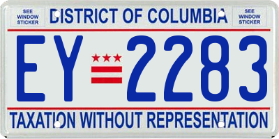 DC license plate EY2283