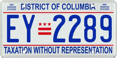 DC license plate EY2289