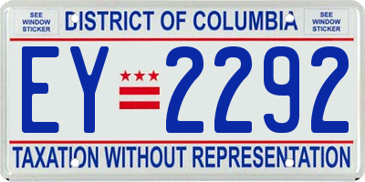 DC license plate EY2292