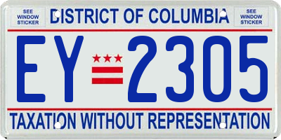 DC license plate EY2305