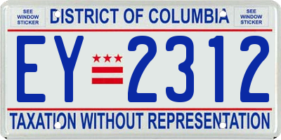 DC license plate EY2312