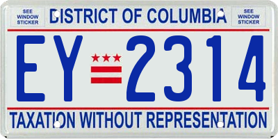 DC license plate EY2314