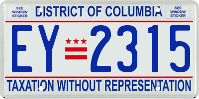 DC license plate EY2315