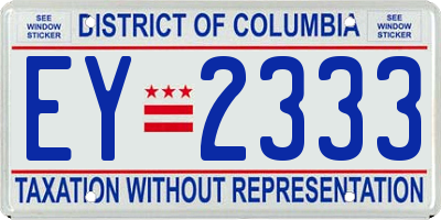 DC license plate EY2333