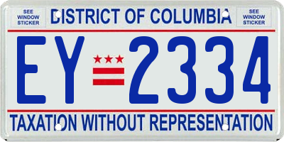 DC license plate EY2334