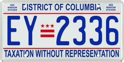 DC license plate EY2336