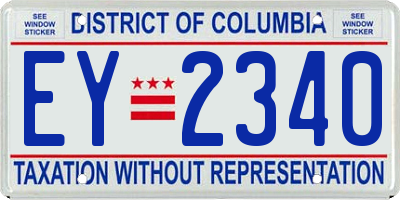 DC license plate EY2340