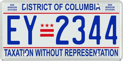 DC license plate EY2344