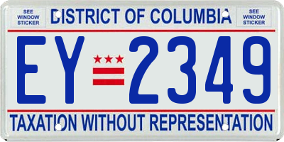 DC license plate EY2349