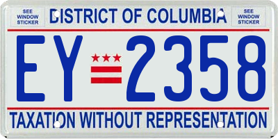 DC license plate EY2358