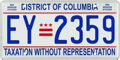 DC license plate EY2359