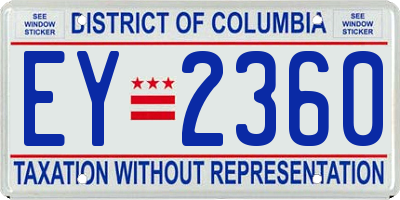 DC license plate EY2360