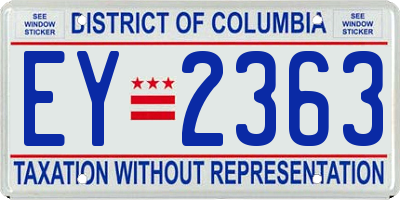 DC license plate EY2363