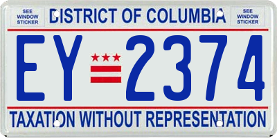 DC license plate EY2374