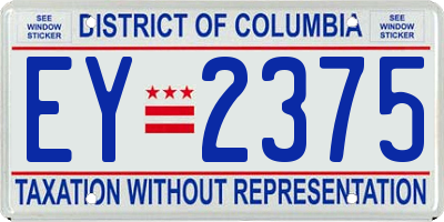 DC license plate EY2375