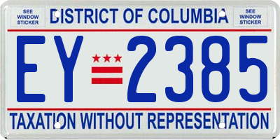 DC license plate EY2385