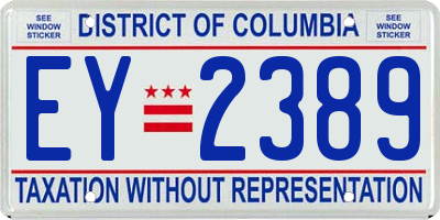 DC license plate EY2389