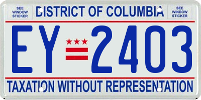 DC license plate EY2403