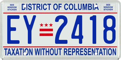 DC license plate EY2418