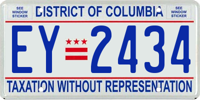 DC license plate EY2434