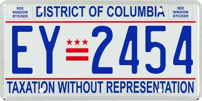 DC license plate EY2454