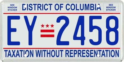 DC license plate EY2458