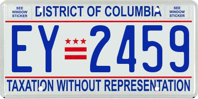 DC license plate EY2459