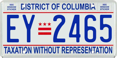 DC license plate EY2465