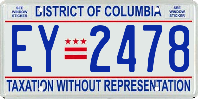 DC license plate EY2478