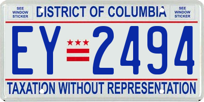 DC license plate EY2494