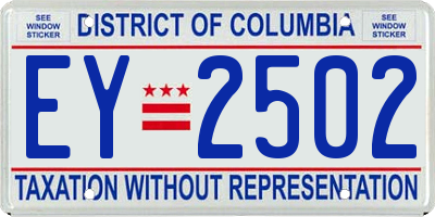 DC license plate EY2502