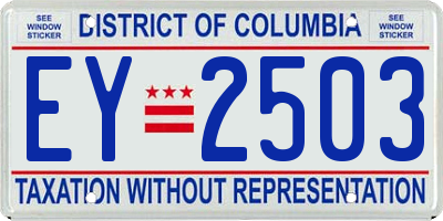DC license plate EY2503