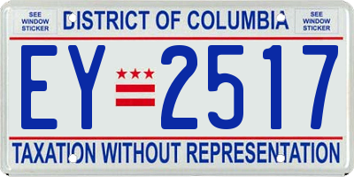DC license plate EY2517