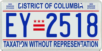 DC license plate EY2518