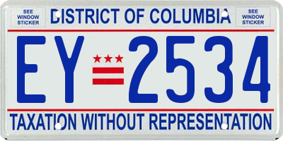 DC license plate EY2534
