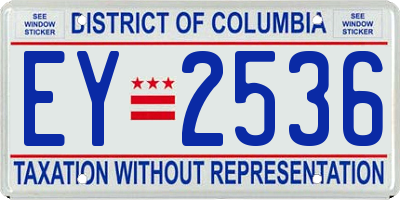 DC license plate EY2536