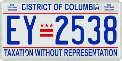 DC license plate EY2538