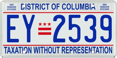 DC license plate EY2539