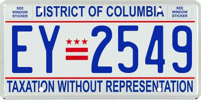 DC license plate EY2549