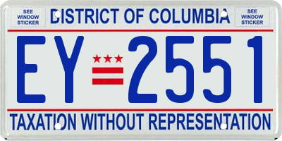 DC license plate EY2551