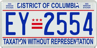 DC license plate EY2554