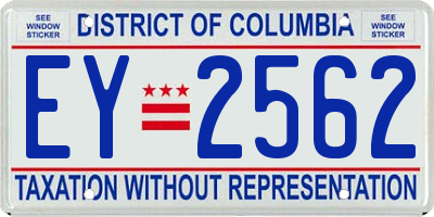 DC license plate EY2562