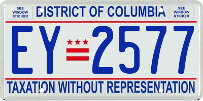 DC license plate EY2577
