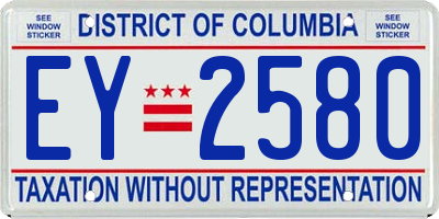 DC license plate EY2580