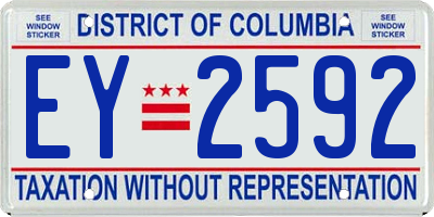 DC license plate EY2592