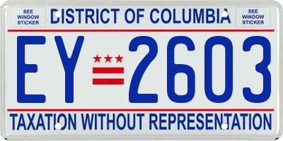 DC license plate EY2603