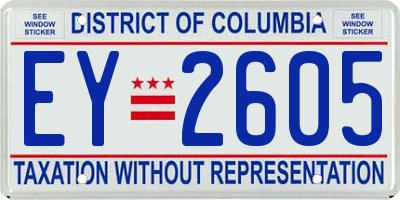 DC license plate EY2605