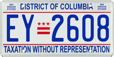 DC license plate EY2608